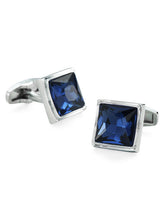 Blue Harmony Square Crystal Cufflinks