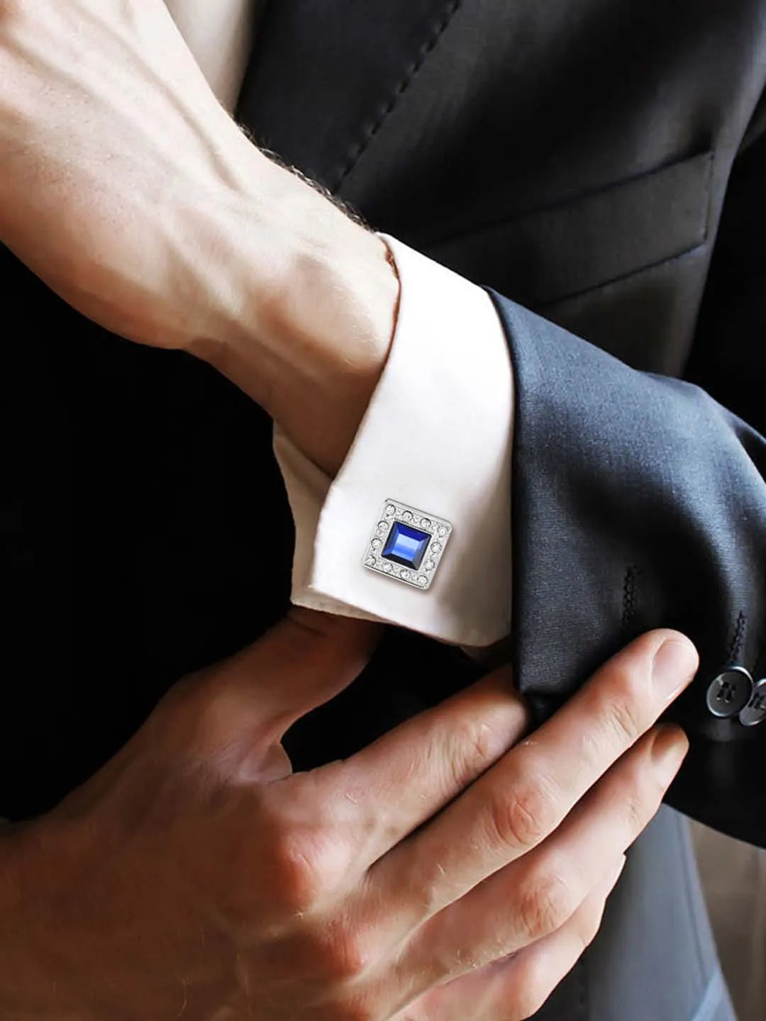 Elegance Crystal Square Cufflinks