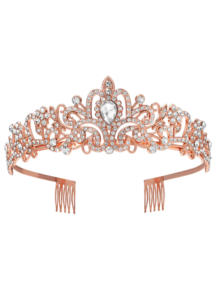 Peora Crystal Moonlight Princess Crown - Rose Gold