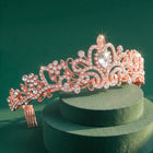 Peora Crystal Moonlight Princess Crown - Rose Gold