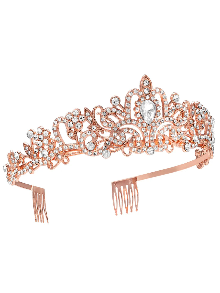 Peora Crystal Moonlight Princess Crown - Rose Gold