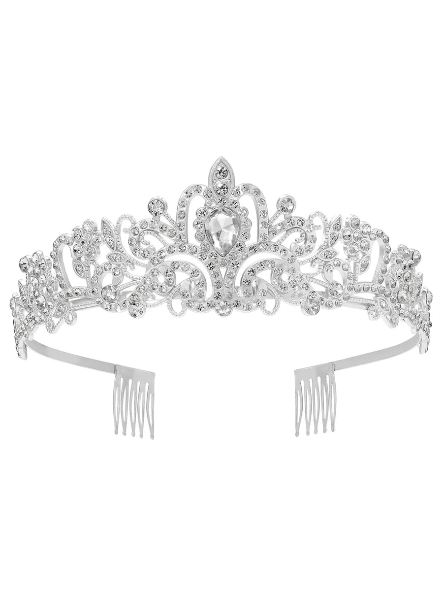 Peora Crystal Moonlight Princess Crown - Silver