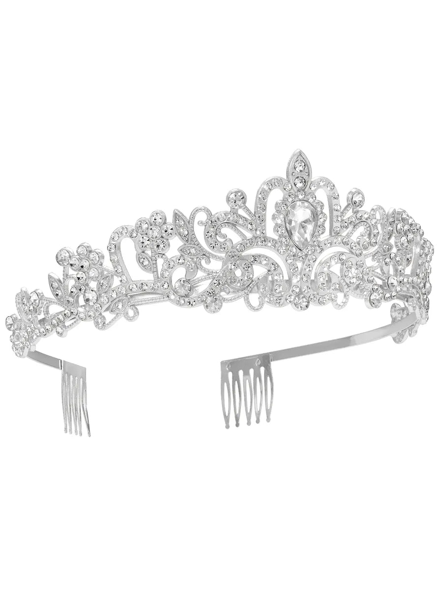 Peora Crystal Moonlight Princess Crown - Silver