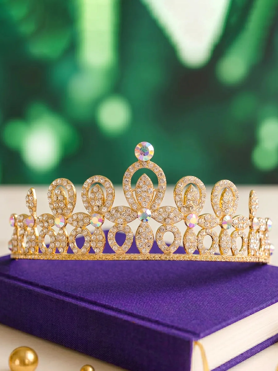 Peora Crystal Imperial Princess Crown - Gold
