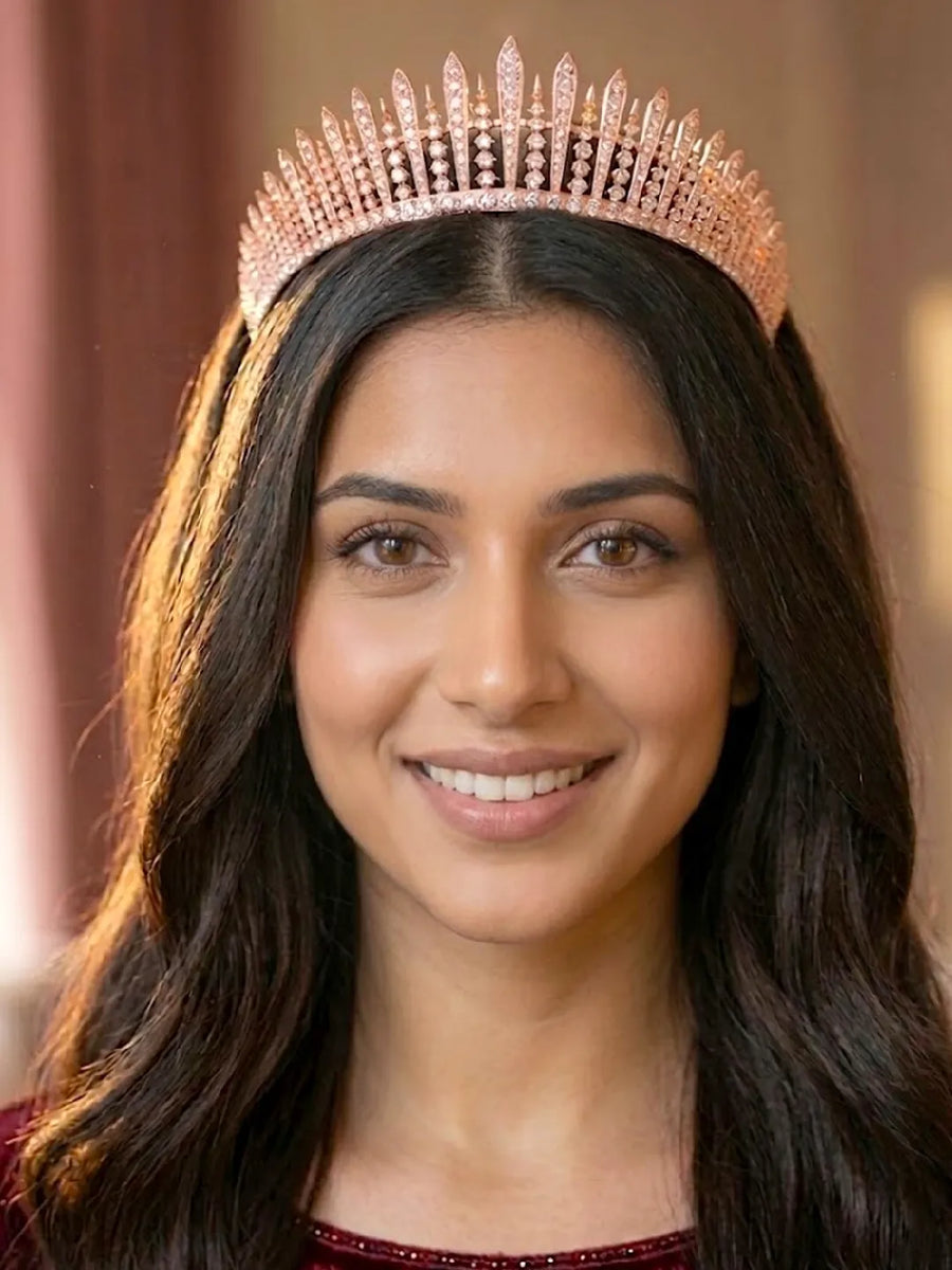 Peora Starlight Crystal Princess Tiara - Rose Gold
