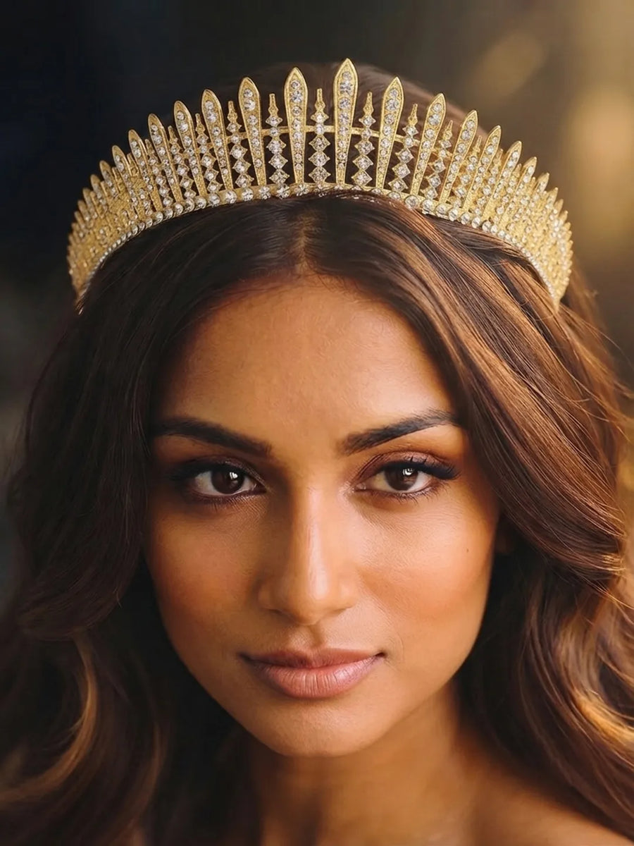 Peora Starlight Crystal Princess Tiara - Gold