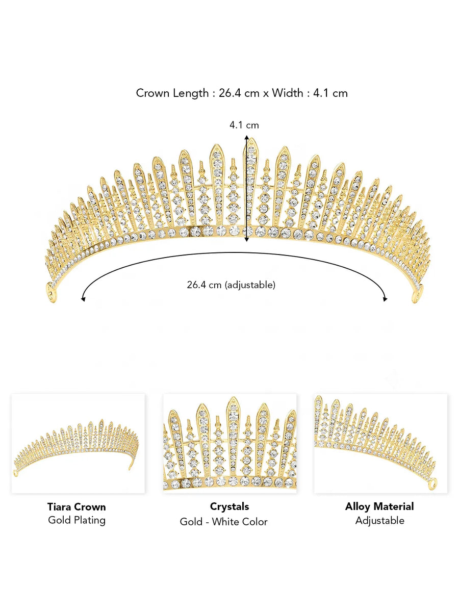 Peora Starlight Crystal Princess Tiara - Gold
