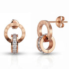 Peora Rose Gold Roman Numeral Double Circle Studs