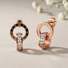 Peora Rose Gold Roman Numeral Double Circle Studs