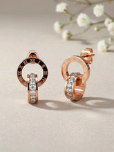 Peora Rose Gold Roman Numeral Double Circle Studs