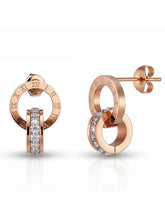 Peora Rose Gold Roman Numeral Double Circle Studs