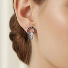 Peora Silver Roman Numeral Double Circle CZ Studs