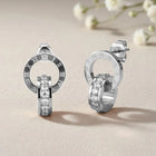 Peora Silver Roman Numeral Double Circle CZ Studs