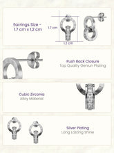 Peora Silver Roman Numeral Double Circle CZ Studs