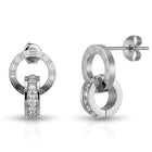Peora Silver Roman Numeral Double Circle CZ Studs