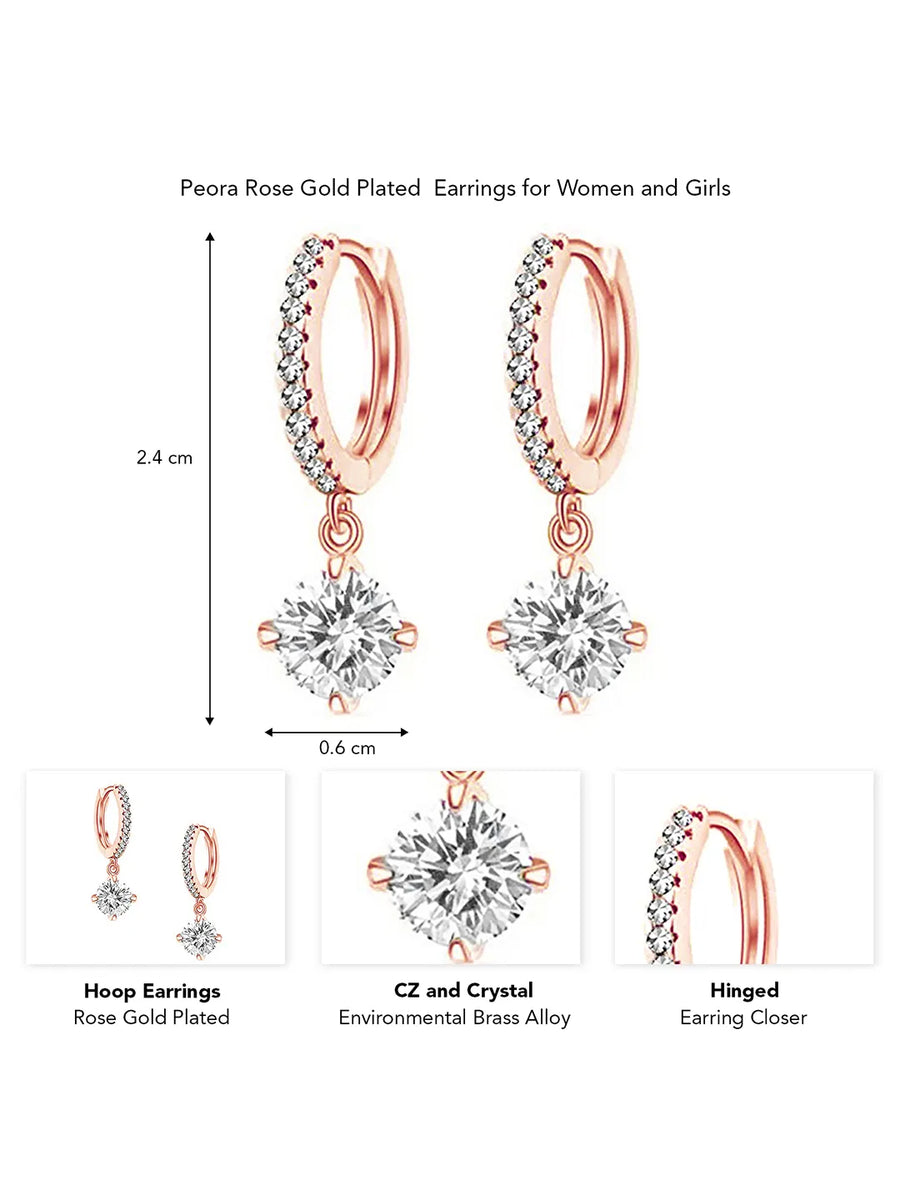 Rose Gold Plated Crystal Earrings