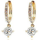 Classic Solitaire Drop Gold Hoop Earrings