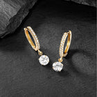 Classic Solitaire Drop Gold Hoop Earrings