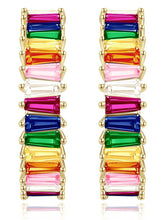 Chic Baguette Studded Hoop Earrings