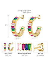 Chic Baguette Studded Hoop Earrings