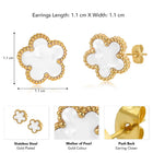 Delicate Clover Shaped Stud Earrings - Gold-White
