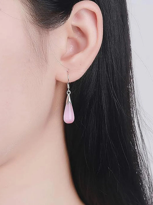 Graceful Teardrop Accent Earrings - Pink