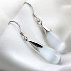 Graceful Teardrop Accent Earrings - Silver -White