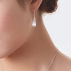 Graceful Teardrop Accent Earrings - Silver -White
