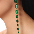 Cascading Crystal Regal Earrings - Green
