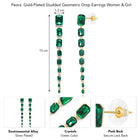 Cascading Crystal Regal Earrings - Green
