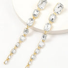 Cascading Crystal Regal Earrings - Silver -White