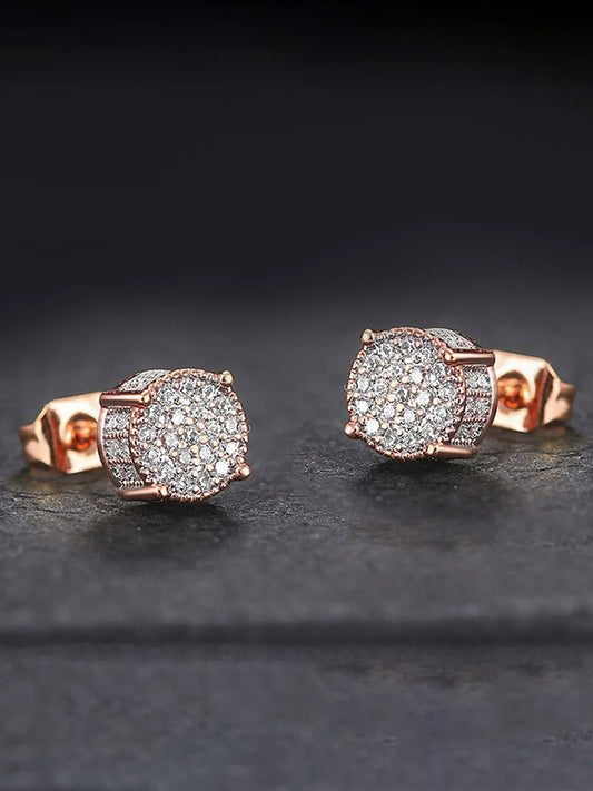 Glistening CZ Round Stud Earrings