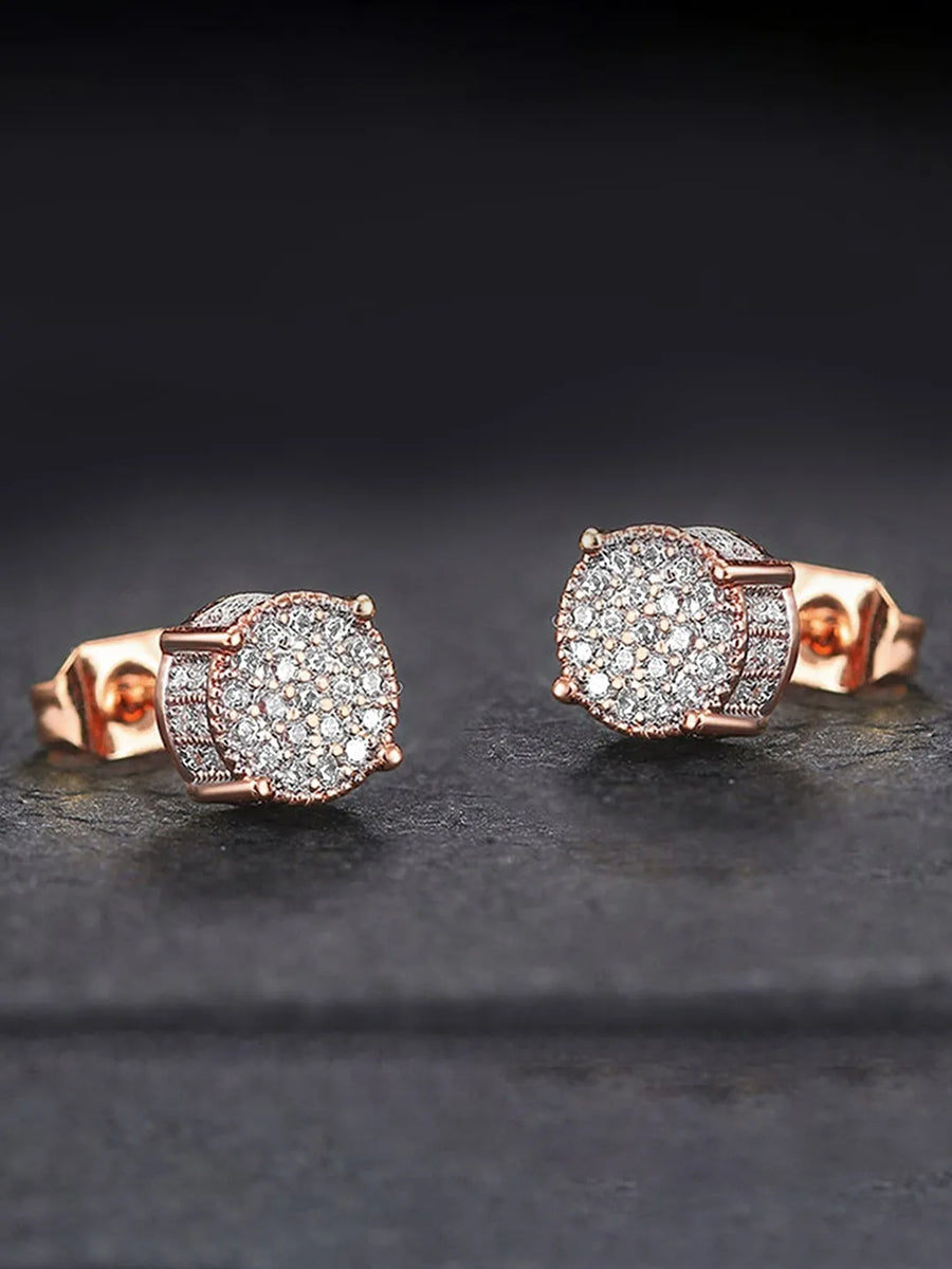 Glistening CZ Round Stud Earrings