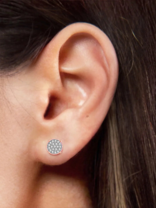 Glistening CZ Round Stud Earrings