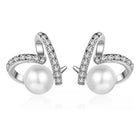 Elegant Pearl and CZ Swirl Earrings