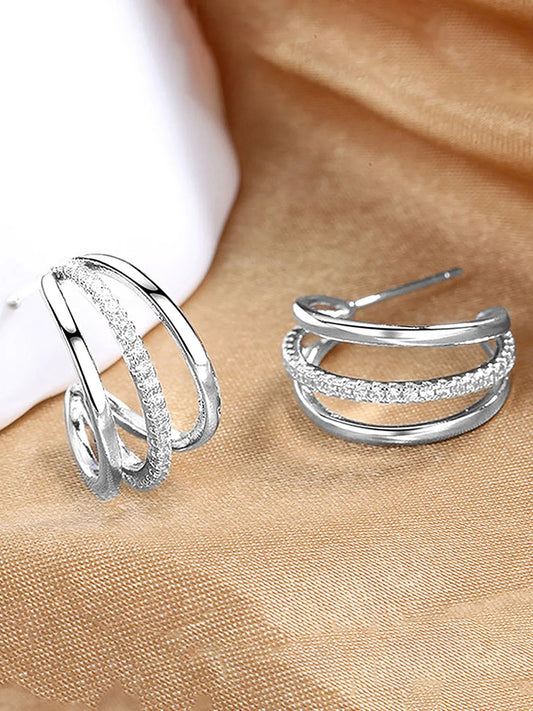 Stunning CZ Embellished Hoops Earrings