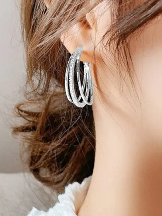 Stunning CZ Embellished Hoops Earrings