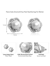Sparkling Floral Frame Pearl Earrings