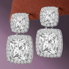 Glamorous Double Square Crystal Earrings