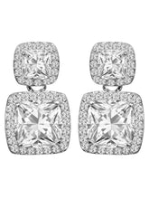 Glamorous Double Square Crystal Earrings