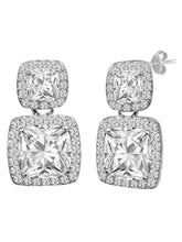 Glamorous Double Square Crystal Earrings