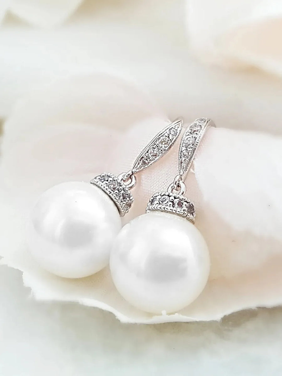 Glowing Pearl Studded Drop Earrings