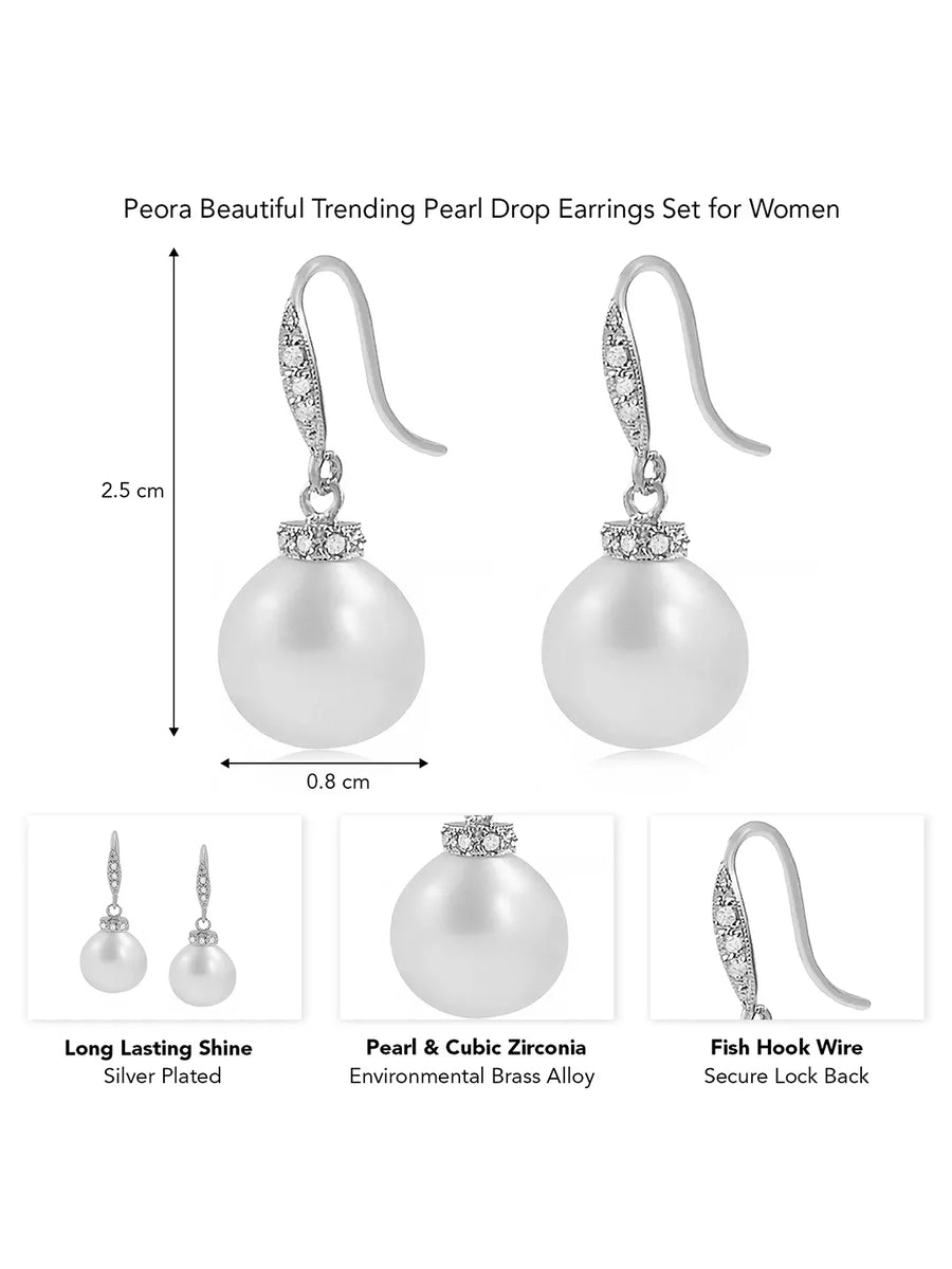 Glowing Pearl Studded Drop Earrings