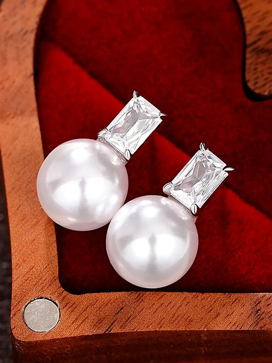 Pearl and Rectangle Cut Crystal Studs