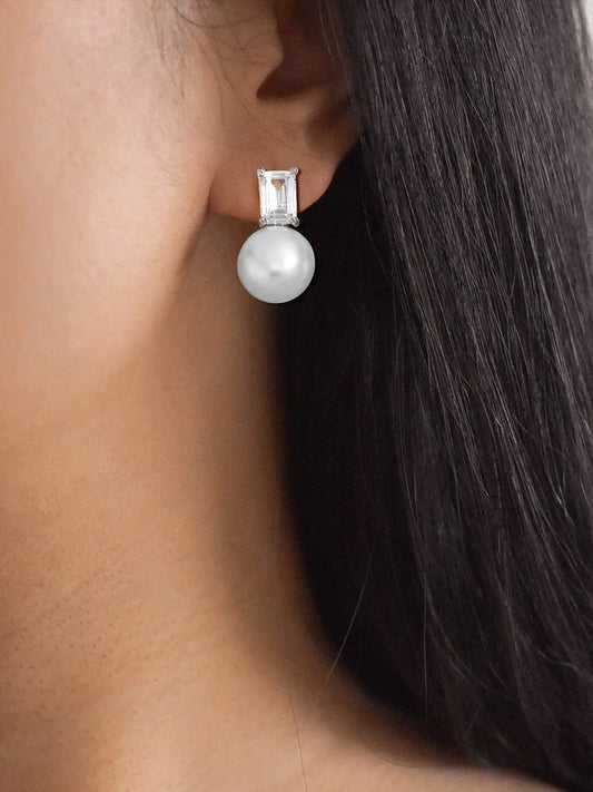 Pearl and Rectangle Cut Crystal Studs