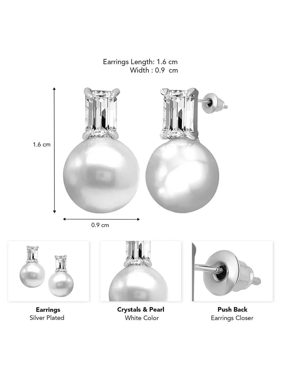 Pearl and Rectangle Cut Crystal Studs