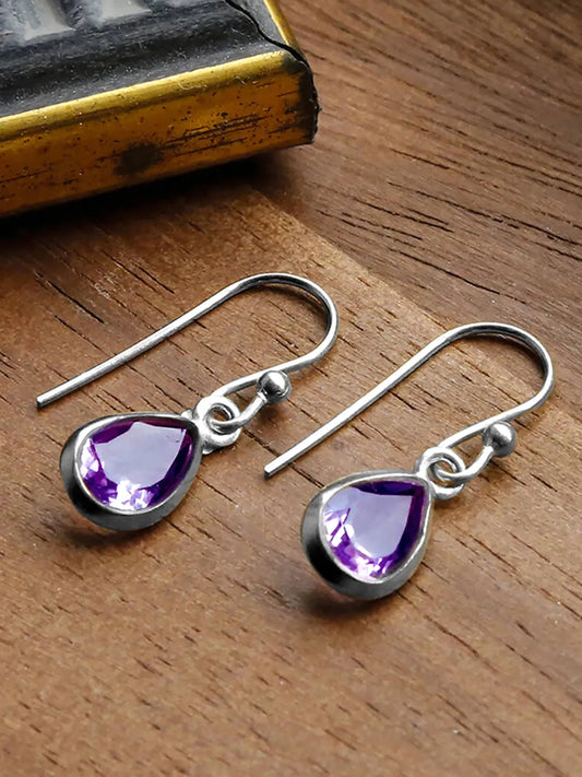Luxe Amethyst Teardrop Hook Earrings