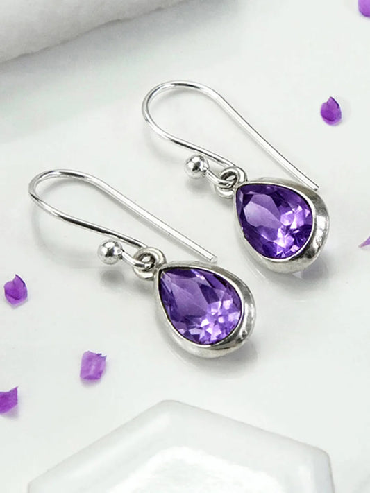 Luxe Amethyst Teardrop Hook Earrings