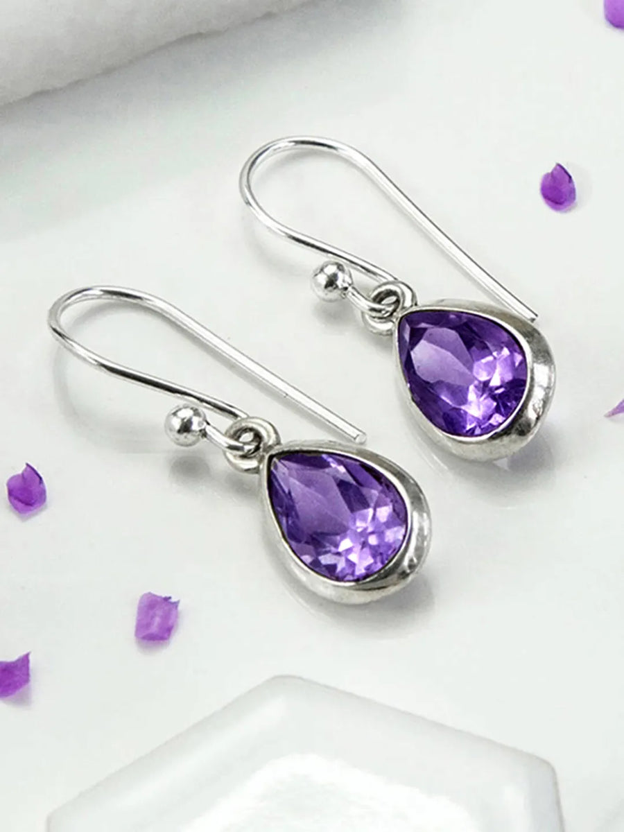 Luxe Amethyst Teardrop Hook Earrings