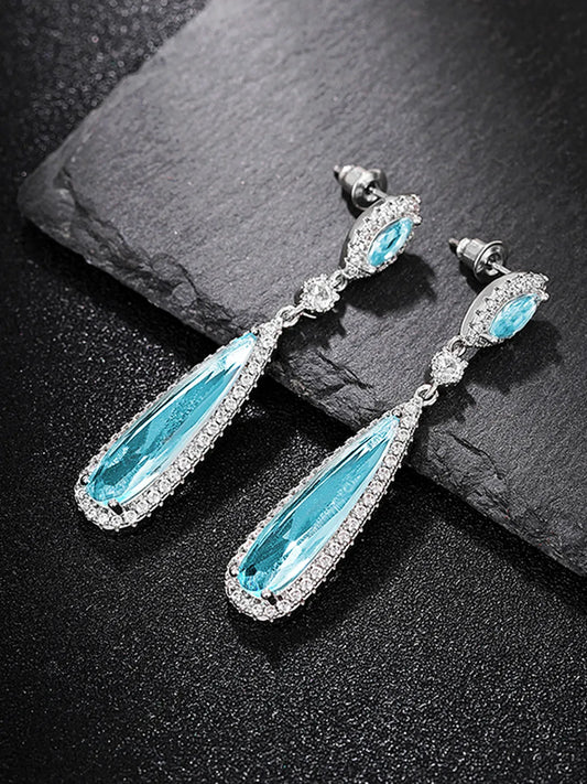 Sleek Teardrop Crystal Drop Earrings